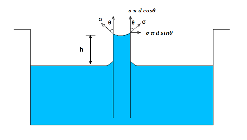 Suppose the water rise predicted by the capillarity formula exceeds the height of the capillary tube. Does the water overflow? Explain with mathematical expression.